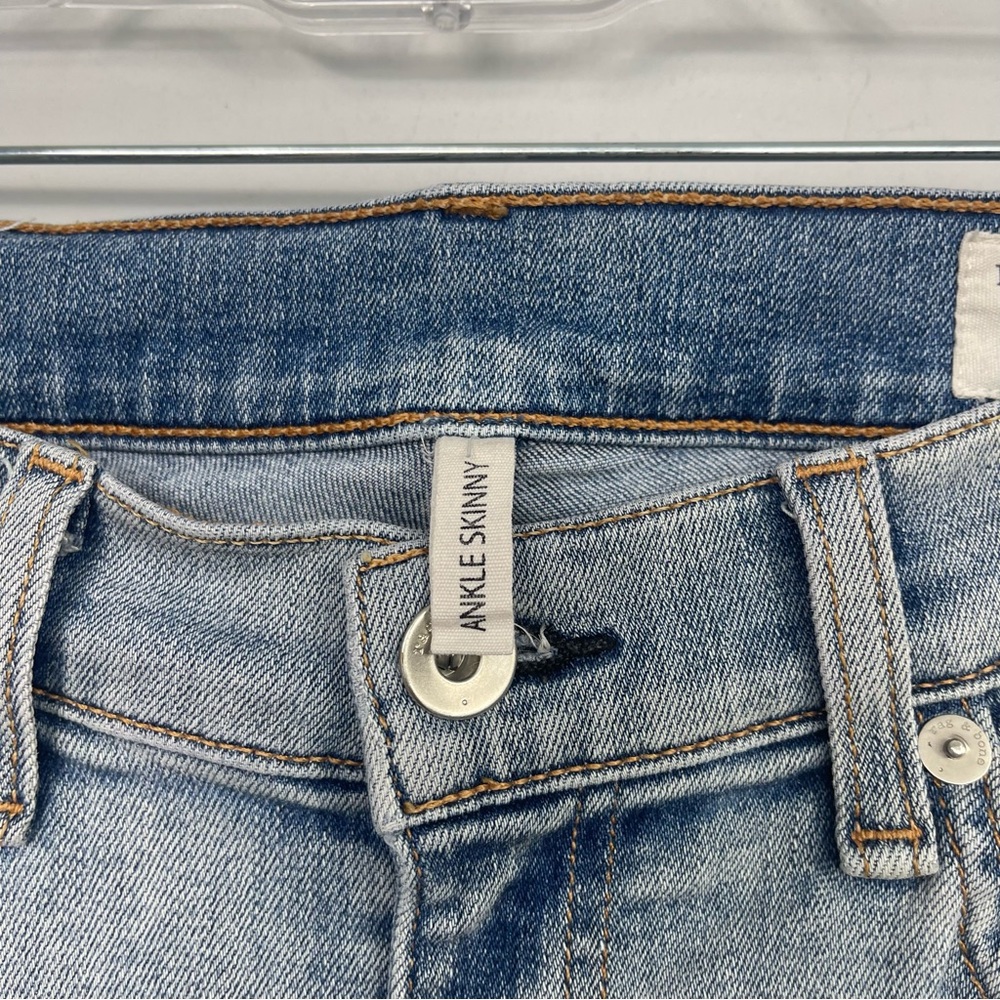 Rag & Bone Ankle Skinny Jeans in Lynn Holes 28 Chewed Hem Patchwork Light Wash - Picture 11 of 16